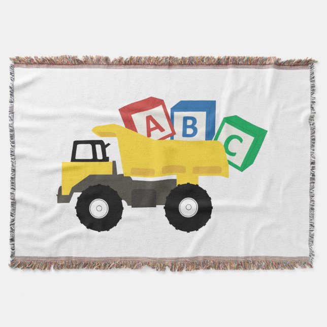 ABC Dump Truck Construction Trucks Throw Blanket (Front)