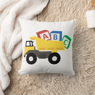 ABC Dump Truck Construction Trucks Throw Pillow