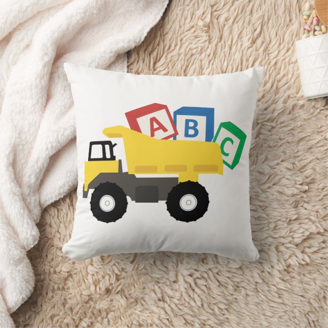 ABC Dump Truck Construction Trucks Throw Pillow (Blanket)