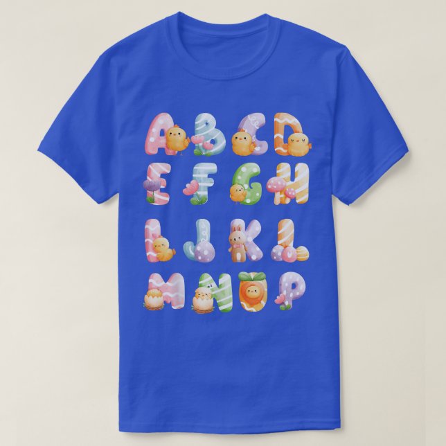 Abc Easter Alphabet Easter Animals Kids School Tea T-Shirt (Design Front)