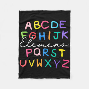 Abc Elemeno Kindergarten Teacher Boy Girl Kid Back Fleece Blanket