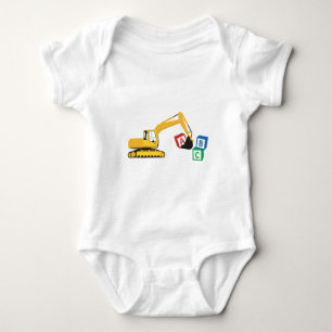 ABC Excavator Construction Truck Baby Bodysuit