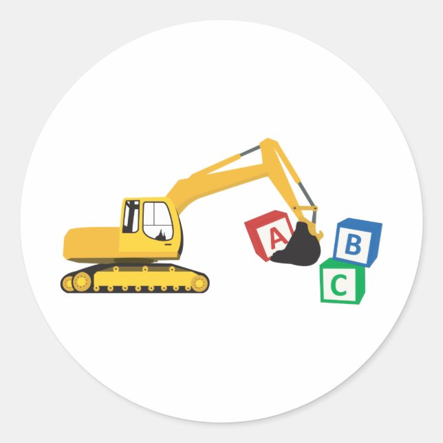 ABC Excavator Construction Truck Classic Round Sticker (Front)