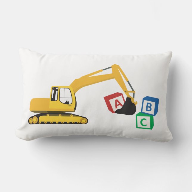 ABC Excavator Construction Truck Lumbar Pillow (Front)