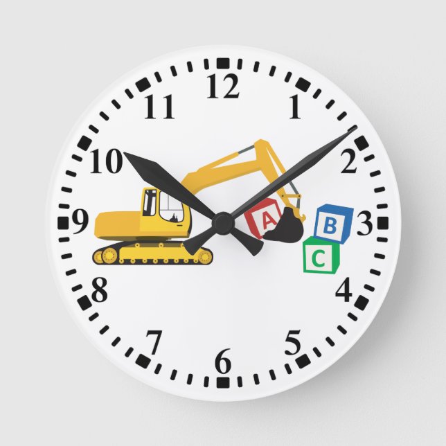 ABC Excavator Construction Truck Round Clock (Front)