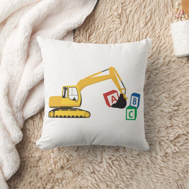 ABC Excavator Construction Truck Throw Pillow (Blanket)
