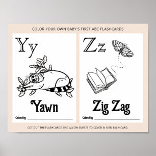 ABC Flashcards Baby Shower Colouring Activity Shee Poster