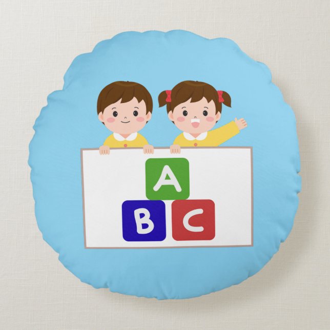 ABC Fun with Friends Round Pillow (Front)