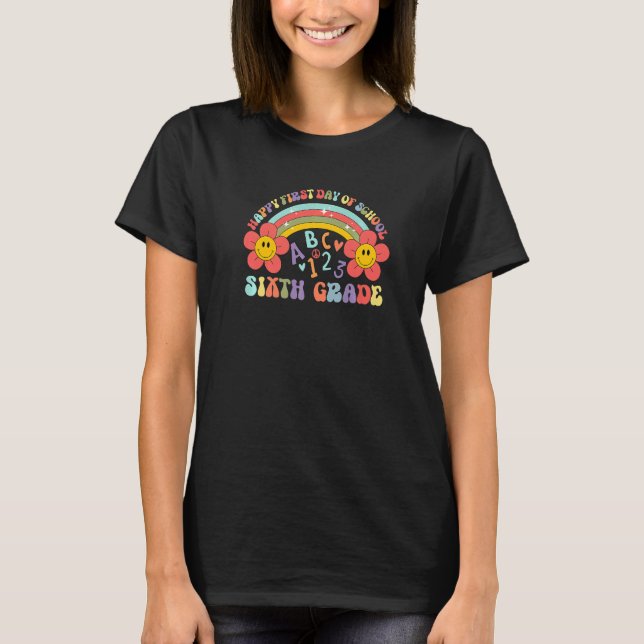 Abc Happy First Day Of School 6th Grade Groovy Six T-Shirt (Front)