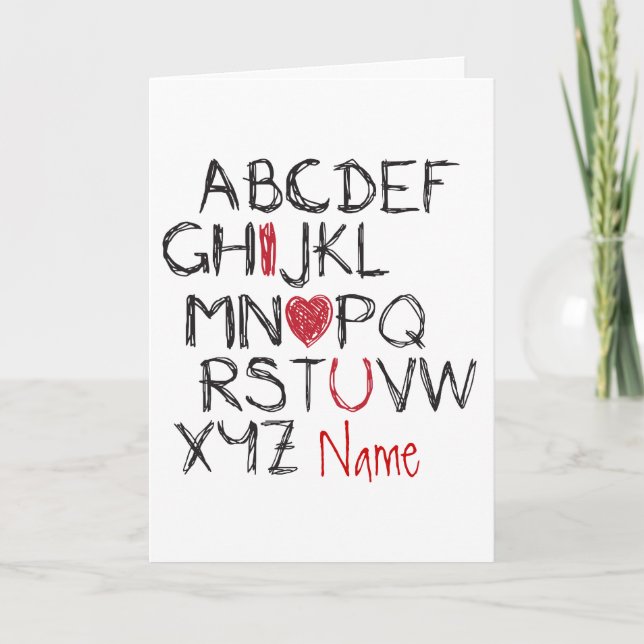 ABC I Heart You Personalised Card (Front)