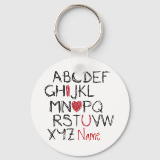 ABC I Heart You Personalised Keychain