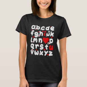ABC I Love You Alphabet Funny Valentine's Day Hear T-Shirt