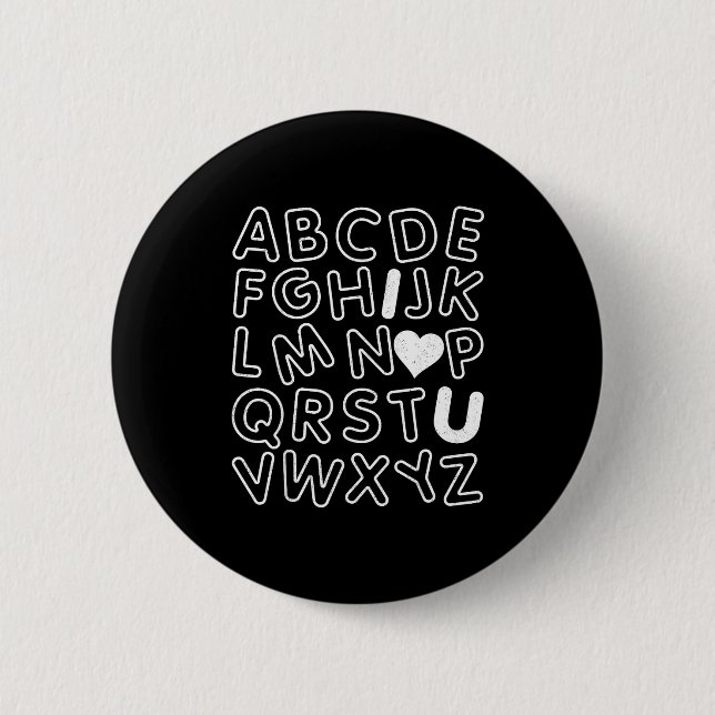 Abc I Love You Alphabet Teachers Day Valentines Da 2 Inch Round Button (Front)