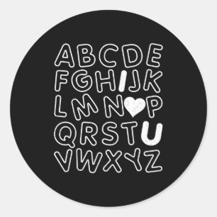 Abc I Love You Alphabet Teachers Day Valentines Da Classic Round Sticker