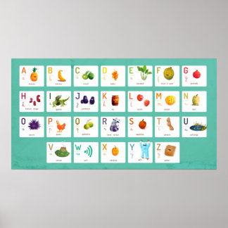 abc illsutrated french words poster
