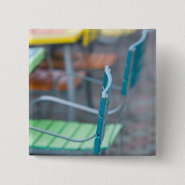 ABC Islands, ARUBA, Palm Beach: Colourful Cafe 2 Inch Square Button (Front)