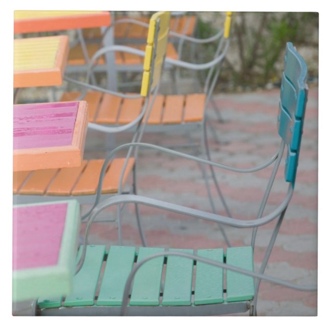 ABC Islands, ARUBA, Palm Beach: Colourful Cafe Tile (Front)