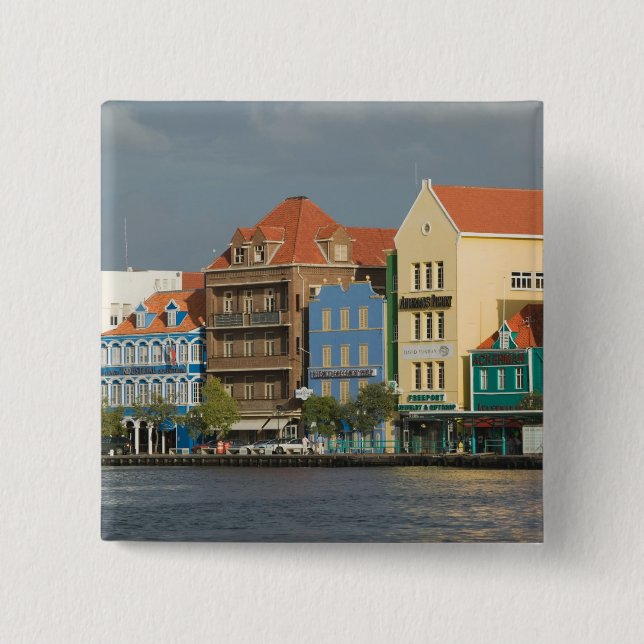 ABC Islands, CURACAO, Willemstad: Harborfront 2 Inch Square Button (Front)