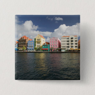 ABC Islands, CURACAO, Willemstad: Harborfront 2 Inch Square Button