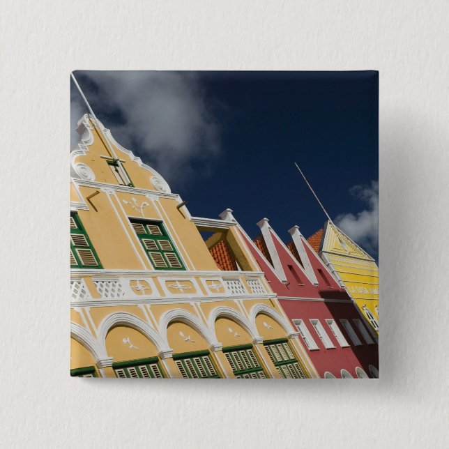 ABC Islands, CURACAO, Willemstad: Punda 2 Inch Square Button (Front)