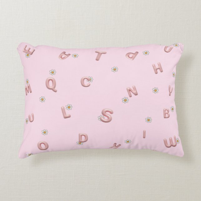 ABC kindergarten daisy Balloon student school Accent Pillow (Front)