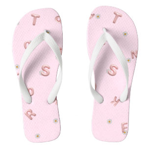 ABC Letter flower Balloon student Back to school Flip Flops