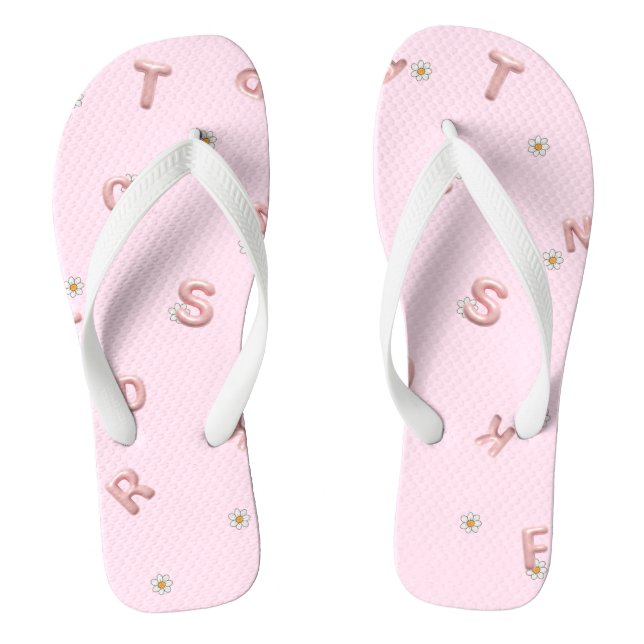 ABC Letter flower Balloon student Back to school Flip Flops (Footbed)