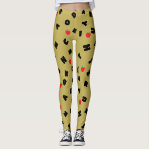 ABC Letter XYZ apple student kid Back 2 school Leggings