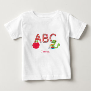 ABC Letters Bookworm Personalized Baby T-Shirt