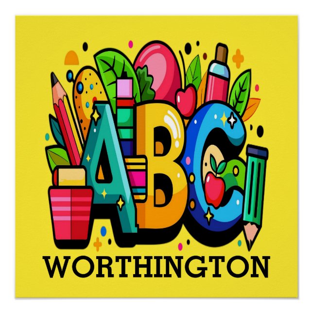 ABC LOOK AT ME School Sign (Front)