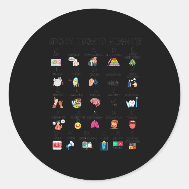 Abc Of Speech Therapy Alphabet Speech Language Pat Classic Round Sticker (Front)