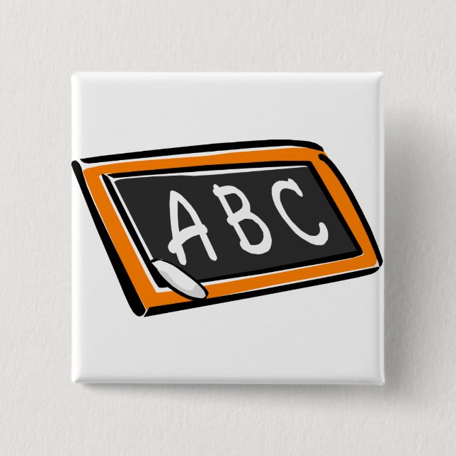 ABC On Blackboard 2 Inch Square Button (Front)
