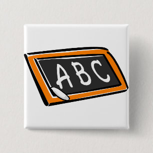 ABC On Blackboard 2 Inch Square Button