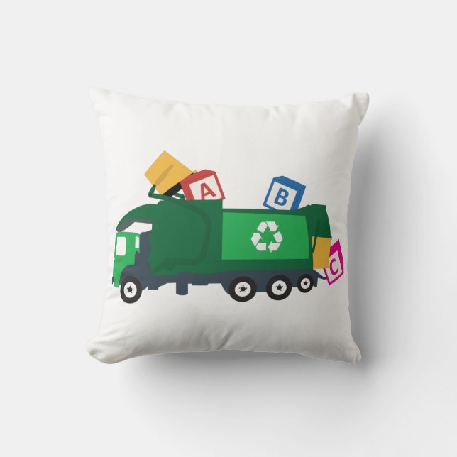 ABC Recycling Garbage Truck Throw Pillow (Front)