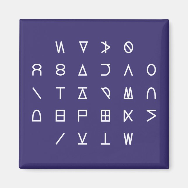 ABC to Simple Line Symbol Cipher Code Key on Dark Magnet (Front)