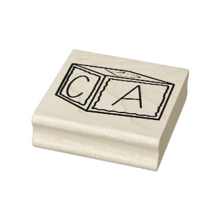 ABC Woodblock  Rubber Stamp