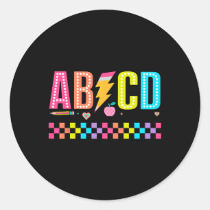 Abcd Ck To School Tee Classic Round Sticker