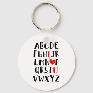 Abcd I Love You Alphabet Men Women Cute Funny Vale Keychain