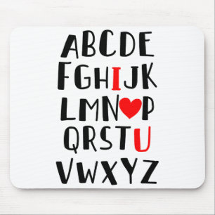 Abcd I Love You Alphabet Men Women Cute Funny Vale Mouse Pad
