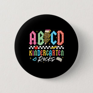 Abcd Kindergarten Rocks Pencil Lightning Teachers  2 Inch Round Button