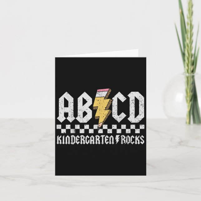 Abcd Kindergarten Rocks Pencil Lightning Teachers  Card (Front)