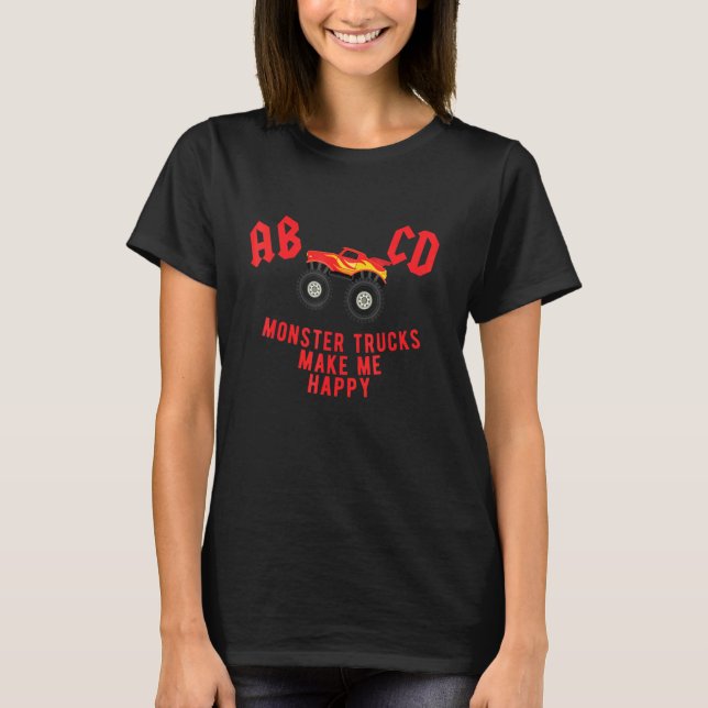 Abcd Monster Trucks Back To School First Day Of Sc T-Shirt (Front)
