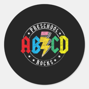 Abcd Preschool Rocks 1st Day Pre-k Teacher Back To Classic Round Sticker