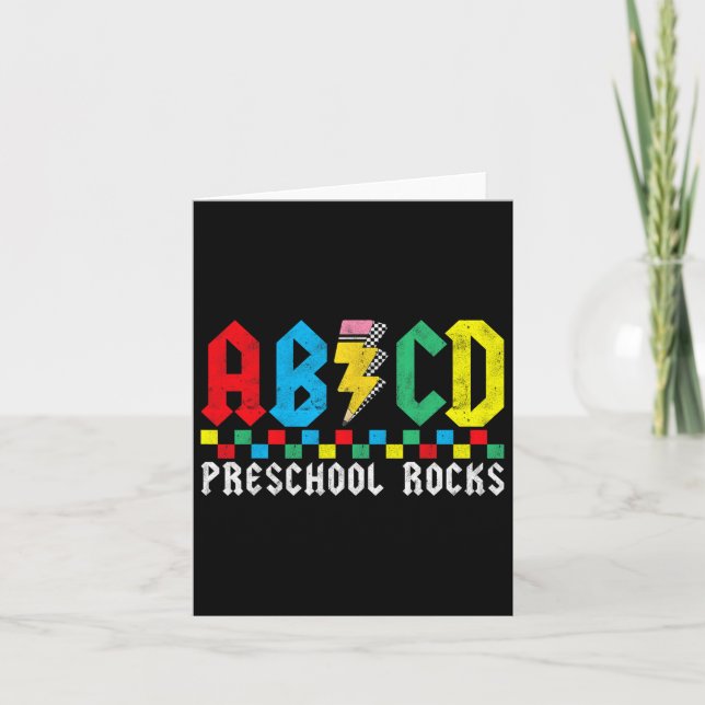 Abcd Preschool Rocks First Day Pre-k Teacher Back  Card (Front)