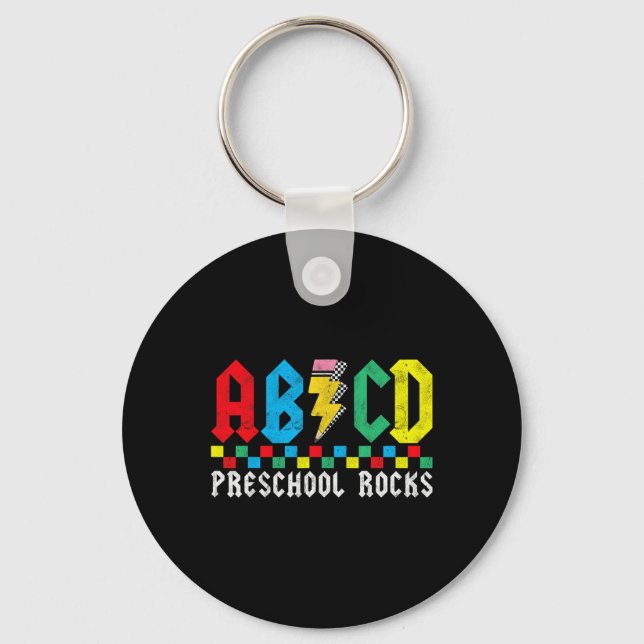 Abcd Preschool Rocks First Day Pre-k Teacher Back  Keychain (Front)