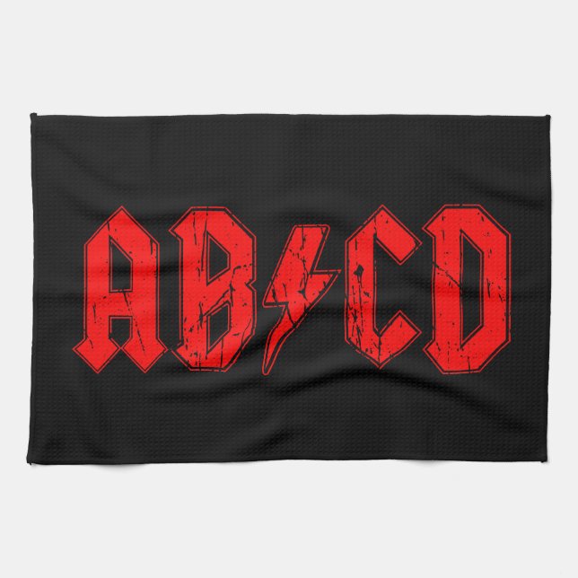 ABCD rock music is a symbol fake acdc joke school Kitchen Towel (Horizontal)