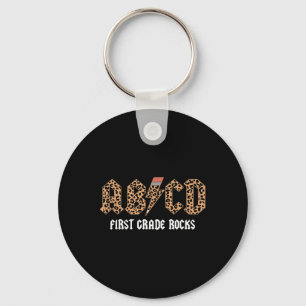 Abcd Rocks First Grade Back To School Leopard Teac Keychain