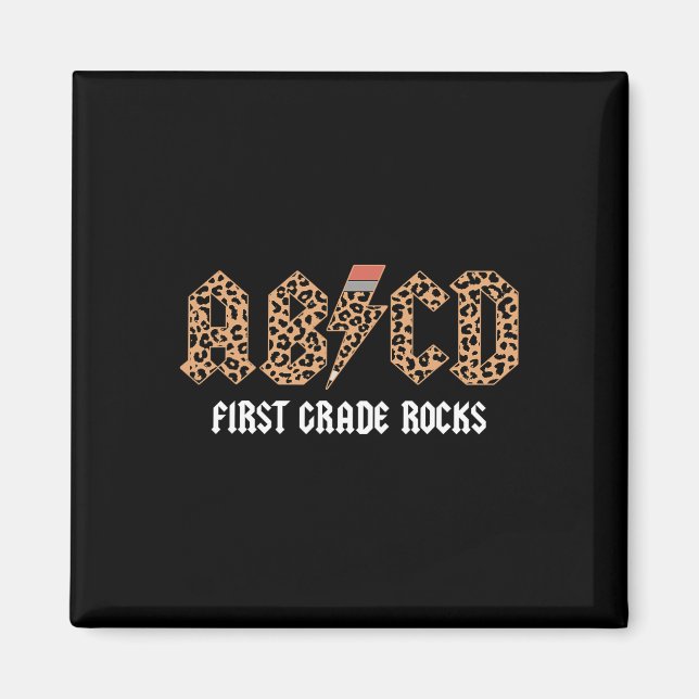 Abcd Rocks First Grade Back To School Leopard Teac Magnet (Front)
