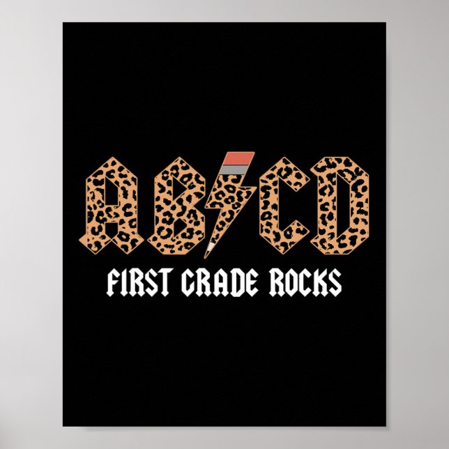 Abcd Rocks First Grade Back To School Leopard Teac Poster (Front)
