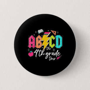 Abcd The 4th Grade Tour Pencil Lightning Rock Boys 2 Inch Round Button